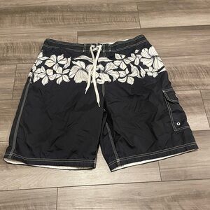 Speedo Black and White Floral Board Shorts